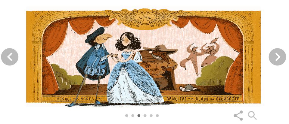 Chân dung Molière - kịch tác gia vĩ đại của nhân loại được Google Doodle vinh danh